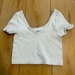 Aeropostale Cream Puff Sleeve Crop Top